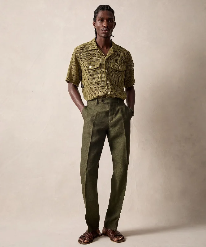 Best Men's Tailored SuitsItalian Linen Sutton Trouser in Olive