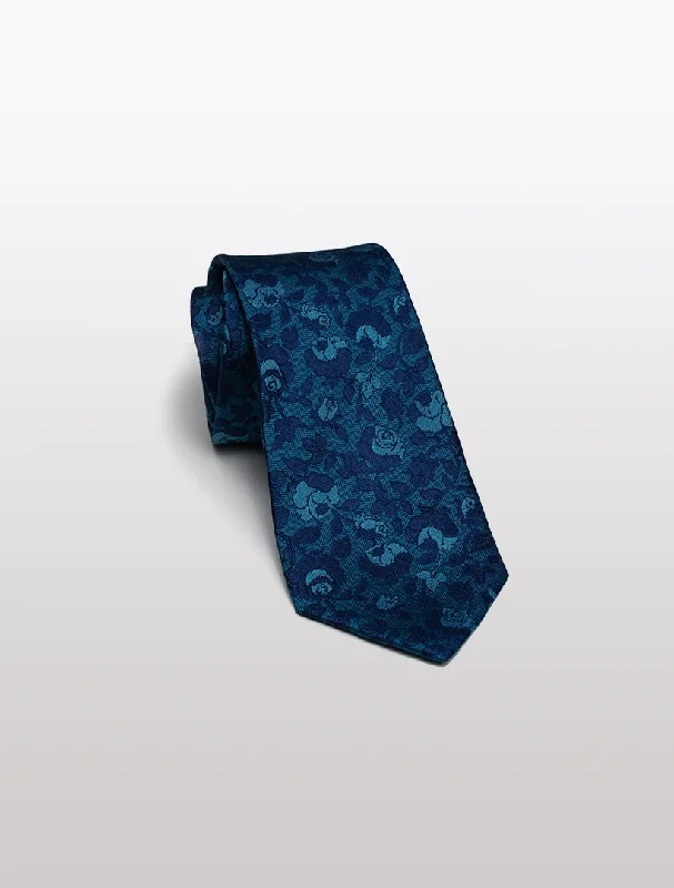 Men's Suits with Double VentsMen's Indigo Floral Patterned 100% Silk Tie