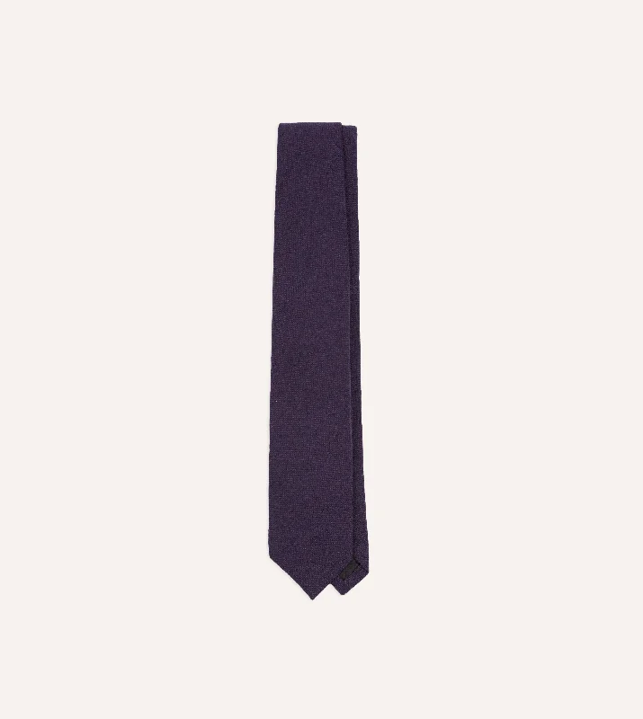 Men's Suits with Unstructured JacketsPurple Pure Cashmere Solid Tipped Tie