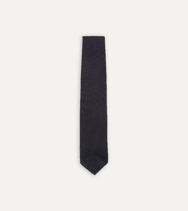 Affordable Men's SuitsDark Navy Hand Rolled Large Knot Grenadine Tie