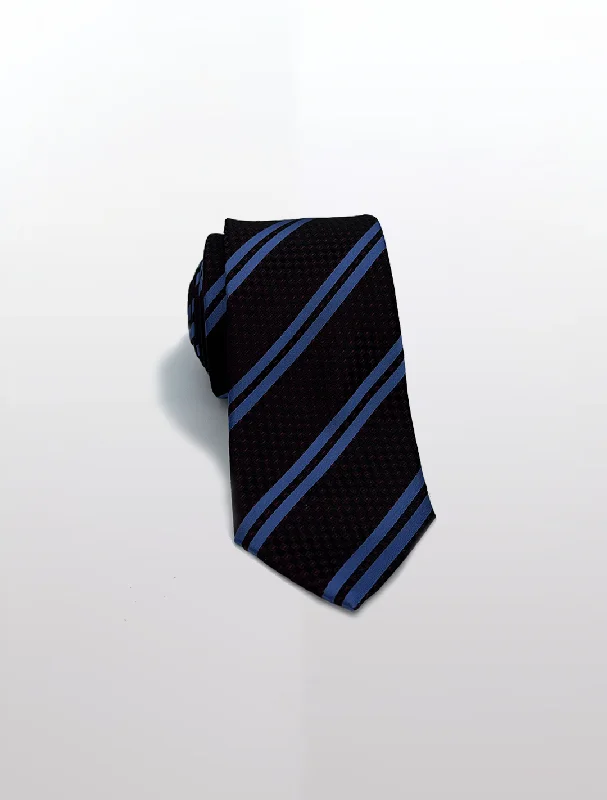 Men's Suits for Black Tie AffairsBlack with Blue Regimental Stripes and Red Accents Patterned Microfiber Tie