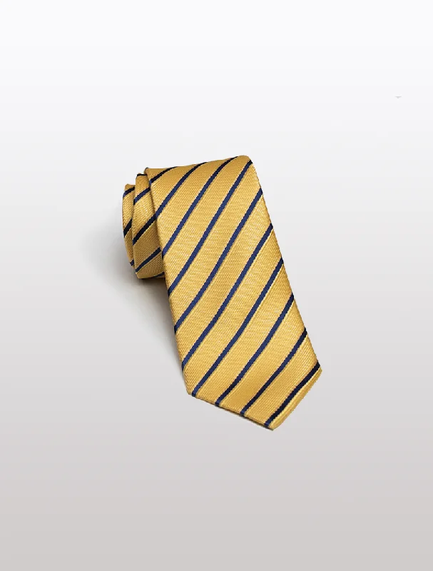 Men's Suits with Ticket PocketsMen's Yellow with Navy Chalkstripe 100% Silk Tie