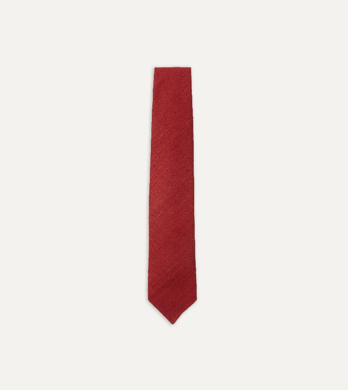 Men's Suits with Flap PocketsRed Tussah Hand Rolled Silk Tie