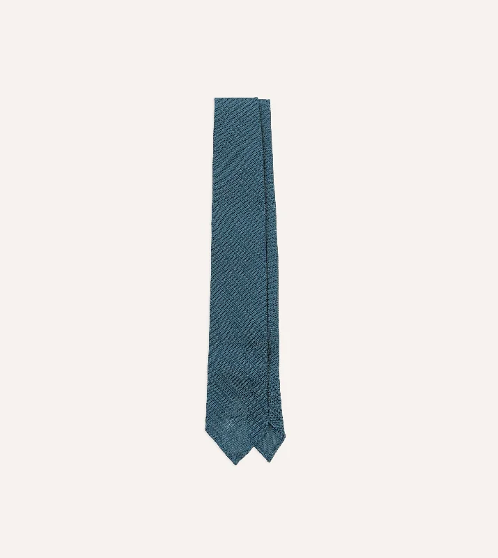 Men's Suits with Double VentsSky Blue Fine Woven Grenadine Silk Hand Rolled Tie