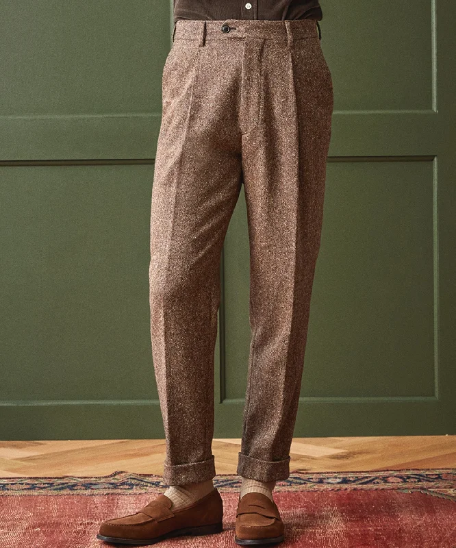 Durable Men's Wool SuitsBrown Donegal Madison Trouser