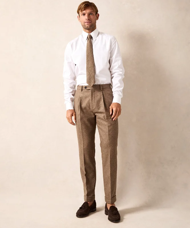 Men's Suits with Linen-Blend FabricsItalian Flannel Madison Trouser in Chestnut