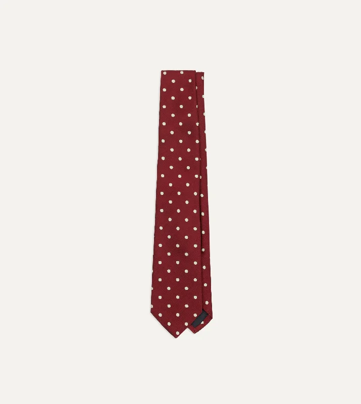 Men's Suits with Matching Ties and Pocket SquaresRed Polka Dot Silk Tipped Tie