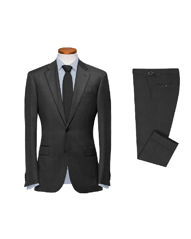 Men's Suits with Peak LapelsWashable Wool Suit: Dark Grey