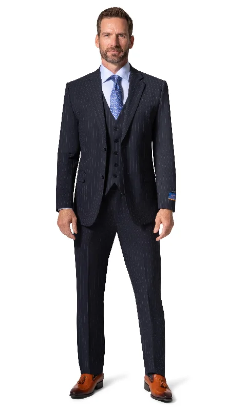 Men's Suits with Double VentsBerragamo BP04K-E32 3PC Slim Suit - Navy