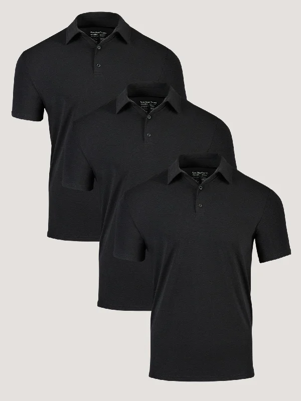 Patterned Men's Hawaiian ShirtsAll Black Performance Polo 3-pack