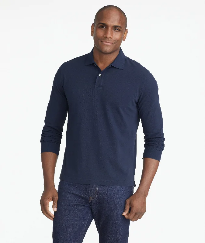 Men's Shirts with Plaid PatternsPique Long-Sleeve Polo