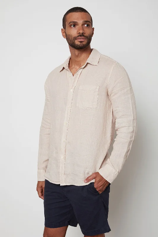 Men's Shirts with Graphic SleevesBENTON LINEN BUTTON-UP SHIRT