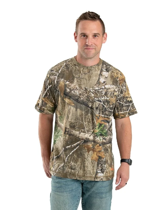 Men's Three-Quarter Sleeved TopsCamo Performance Camo Short Sleeve Pocket Tee