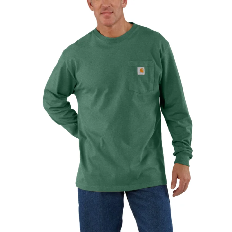 Men's Shirts with Patchwork SleevesCarhartt Men's Logo Sleeve Long Sleeve T-Shirt_Frosted Balsam Heather