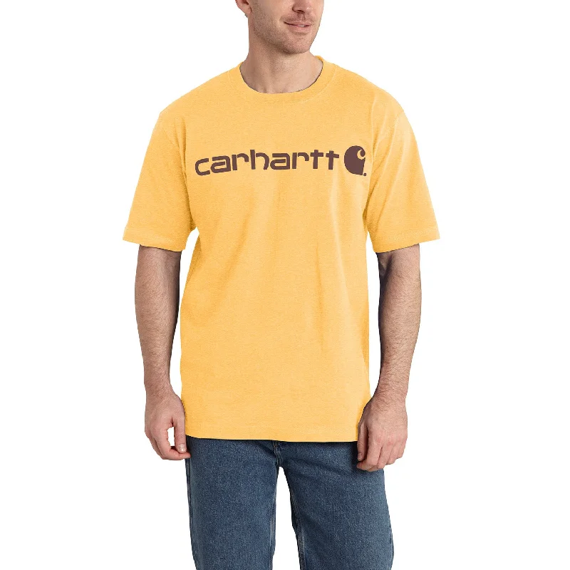 Classic Men's Button-Up ShirtsCarhartt Men's Signature Logo Short Sleeve T-Shirt_Vivid Yellow Heather