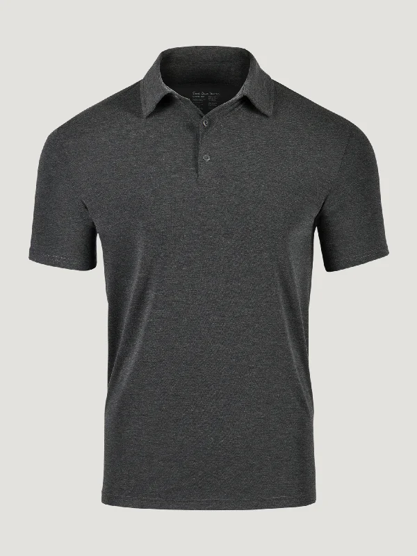 Men's Shirts with Embellished HemlinesCharcoal Performance Polo