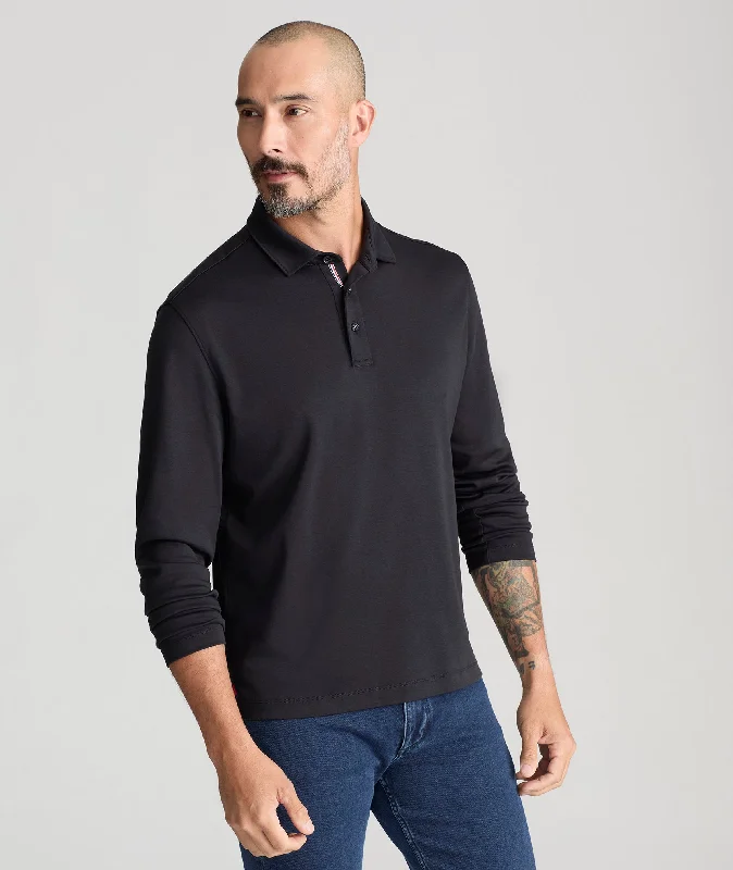 Men's Shirts with Antimicrobial TreatmentWrinkle-Free Damaschino Long-Sleeve Polo