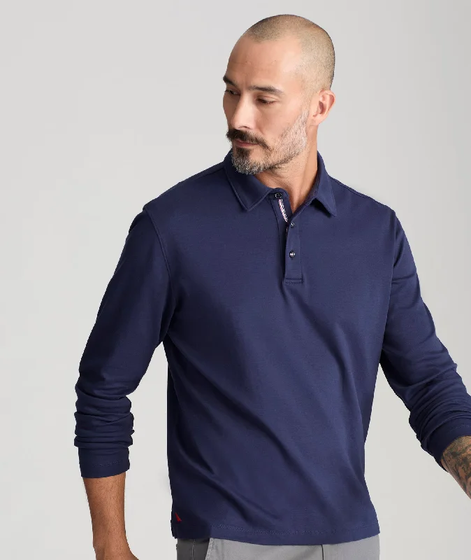 Men's Shirts for CampingWrinkle-Free Damaschino Long-Sleeve Polo