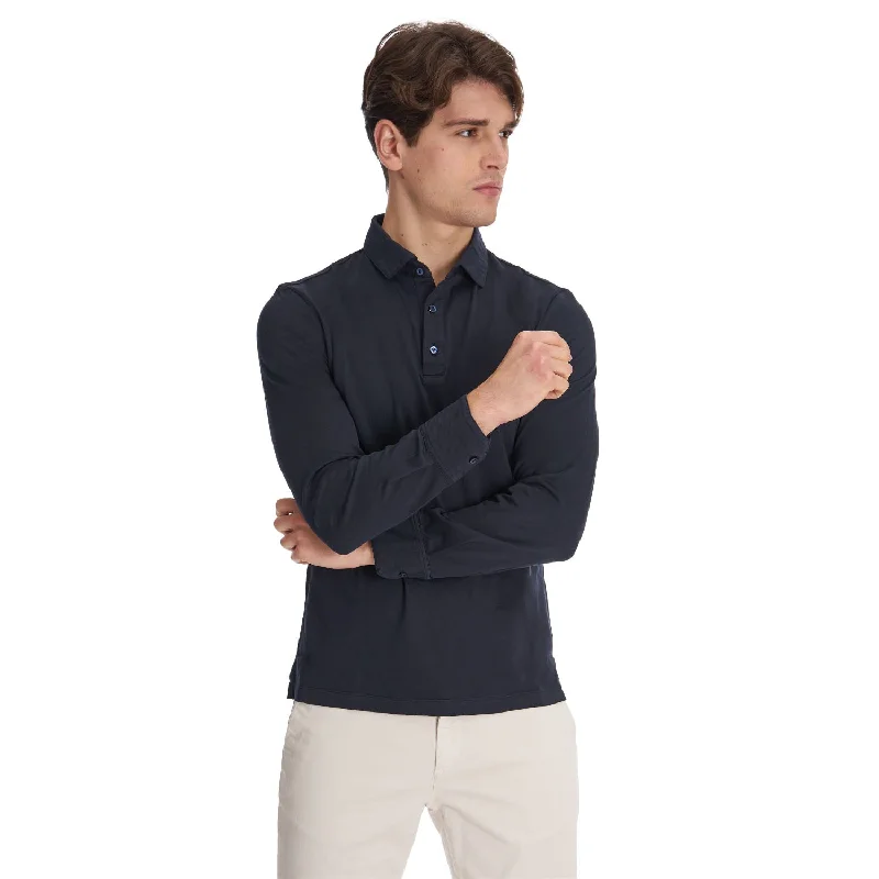 Layered Men's VestsDARK BLUE LONG SLEEVE POLO