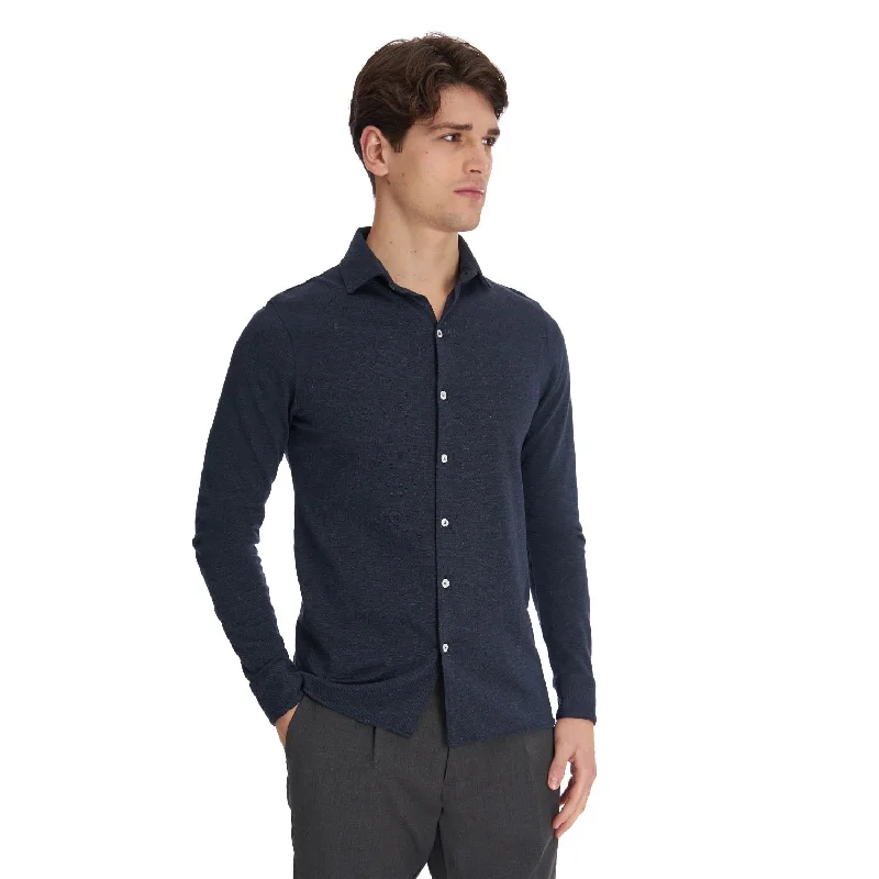 Men's Shirts with Checkered PatternsDARK BLUE POLO SHIRT