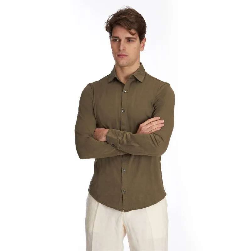 Men's Shirts with Embellished SleevesDARK GREEN POLO SHIRT