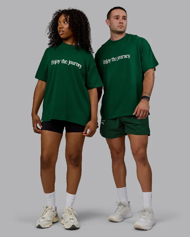 Men's Shirts with Elastic WaistbandsUnisex Enjoy The Journey Heavyweight Tee Oversize - Deep Emerald-Off-White