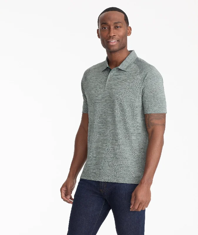 Men's Shirts with Patchwork SleevesHeathered Performance Polo