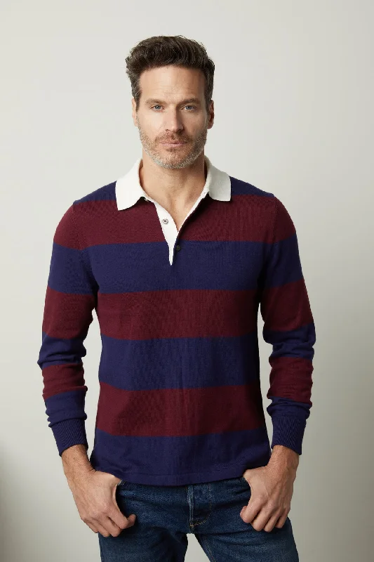 Men's Shirts with Appliqué DetailsHASTINGS STRIPED SWEATER POLO