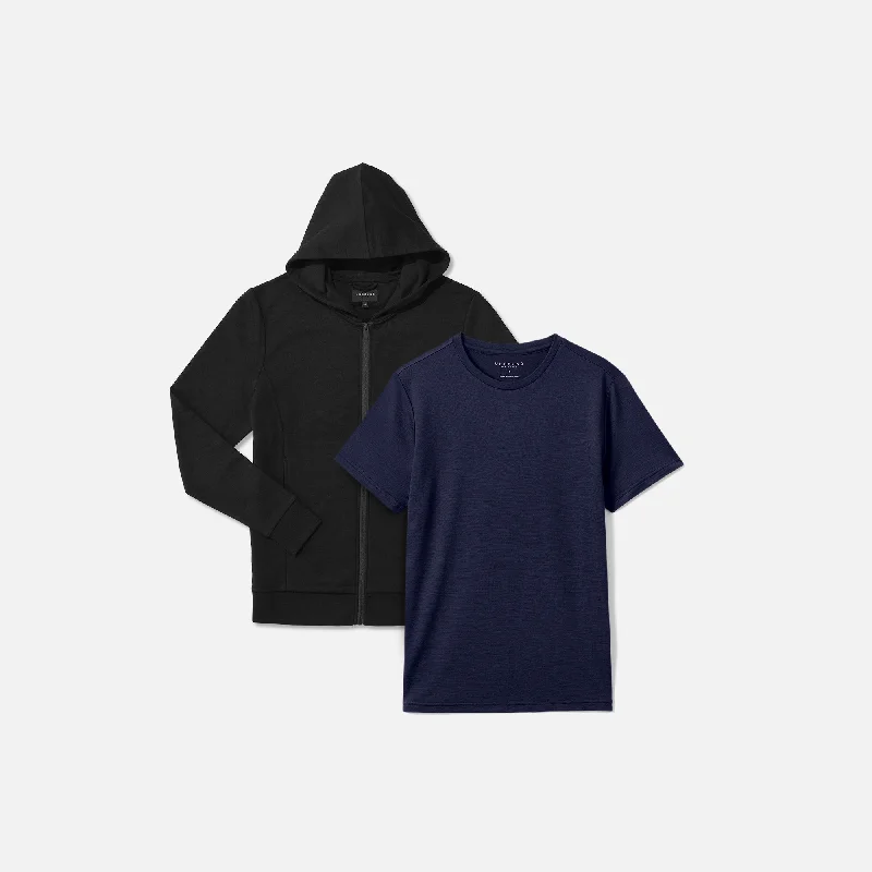 Men's Shirts with Lace-Up HemlinesMen's Hoodie + T-Shirt Bundle