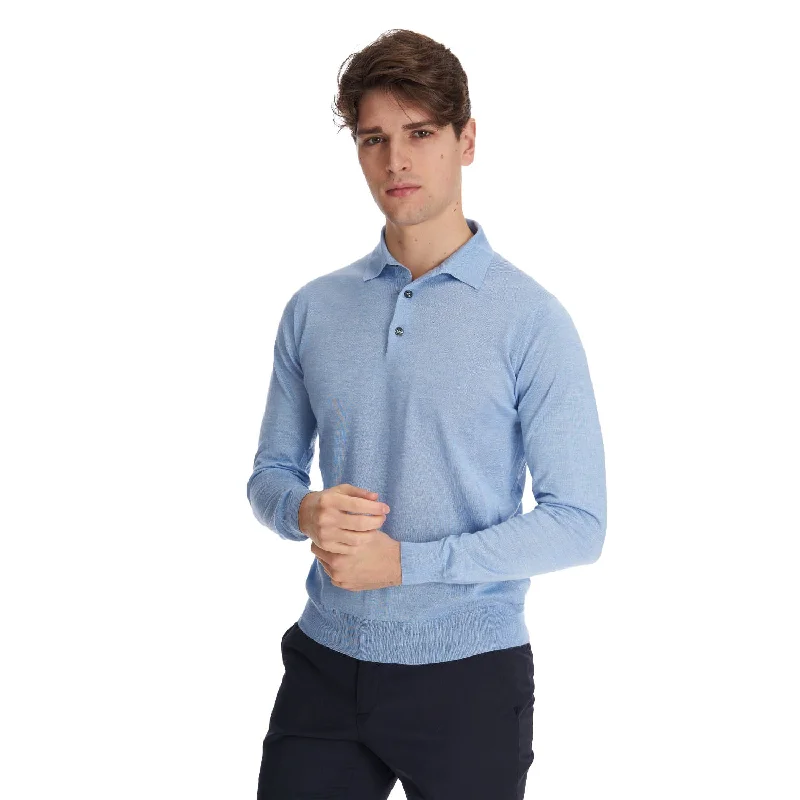 Men's Shirts with Mock NecksLIGHT BLUE POLO SHIRT