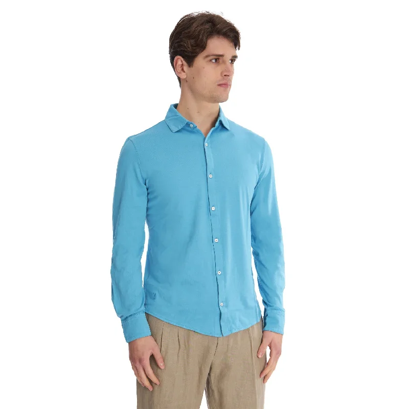 Men's Shirts with Velcro ClosuresLIGHT BLUE POLO SHIRT