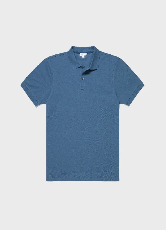 Men's Unique and Designer TopsMen's Piqué Polo Shirt in Steel Blue