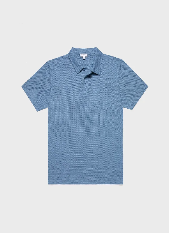 Men's Shirts with Contrast StitchingMen's Riviera Polo Shirt in Como Blue