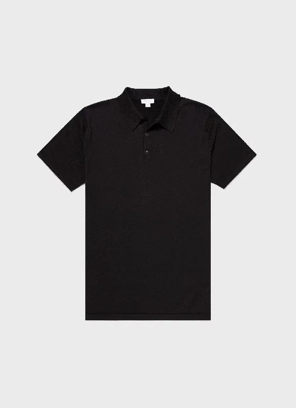 Men's Shirts with Embroidered DesignsMen's Sea Island Cotton Polo Shirt in Black