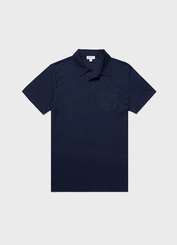 Striped Men's TopsMen's Sea Island Cotton Riviera Polo Shirt in Navy