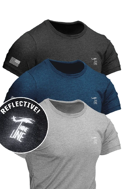 Men's Shirts for CampingReflective Dropline Logo - Athletic T-Shirt 3-Pack