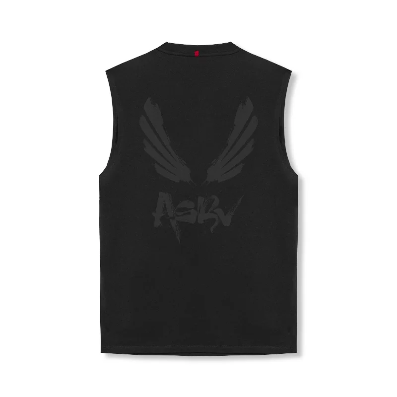 Men's Shirts with Rounded Hemlines0807. Tech Essential™ Relaxed Cutoff - Black/Black "Brush Wings/ASRV"