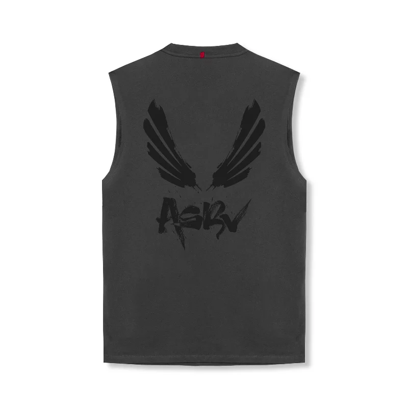 Men's Shirts with Asymmetrical Hemlines0807. Tech Essential™ Relaxed Cutoff - Space Grey/Black "Brush Wings/ASRV"