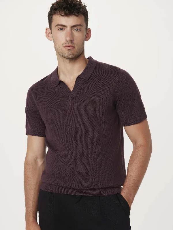 Men's Checkered Shirts for a Retro FeelThe Johnny Collar Merino Polo in Purple