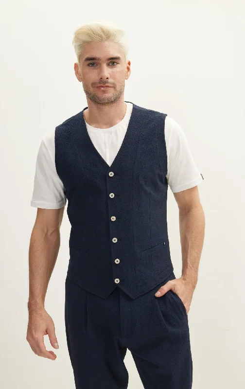 Men's Shirts with Custom MonogramsWaffle Stretch Beach day Vest - Navy