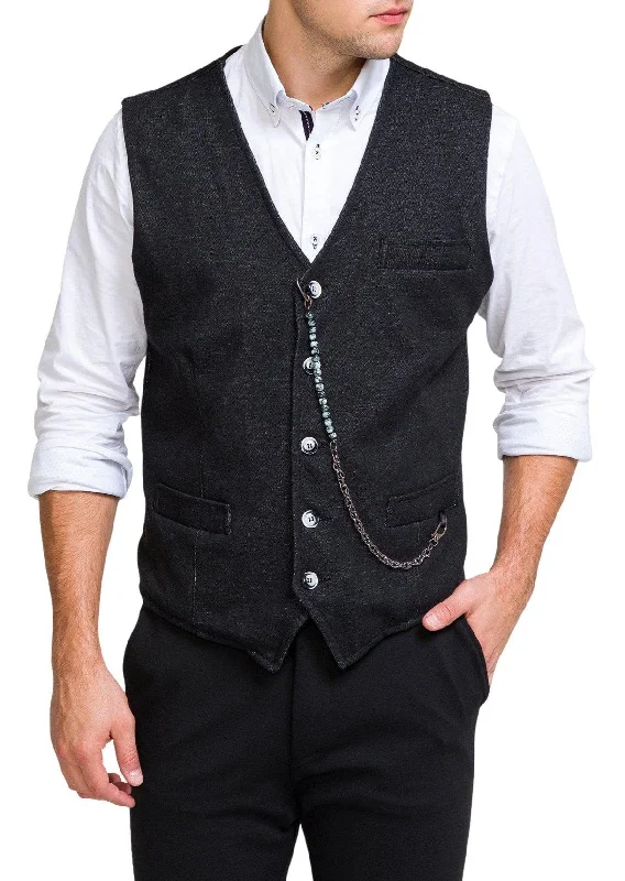 Men's Shirts with CollarsLuther Chain Detail Vest - Black