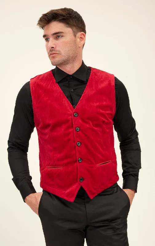 Men's Short-Sleeved ShirtsOslo Velvet Vest - Red