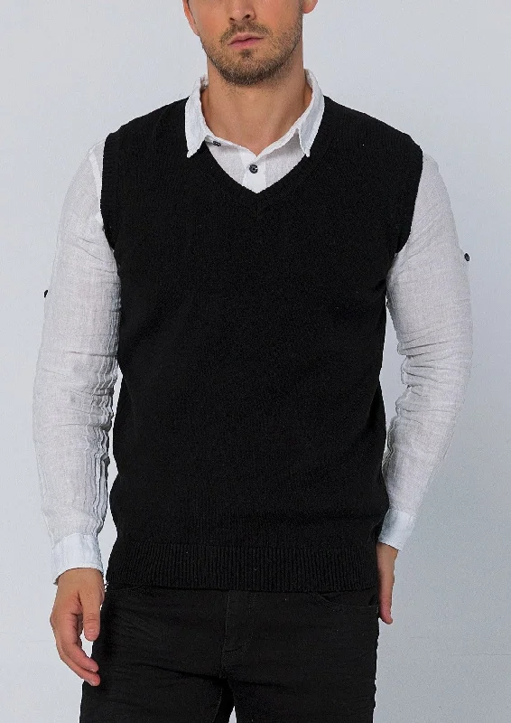 Men's Casual Shirts for Everyday WearClassic V-Neck Knitted Vest - Black