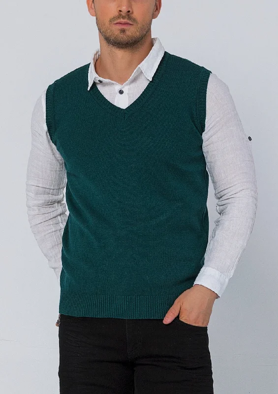 Men's Shirts with Spread CollarsClassic V-Neck Knitted Vest - Green