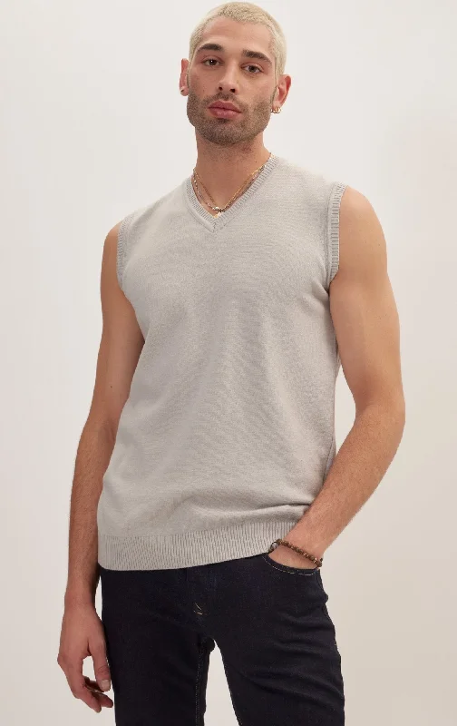 Men's Shirts with Embellished SleevesClassic V-Neck Knitted Vest - Grey