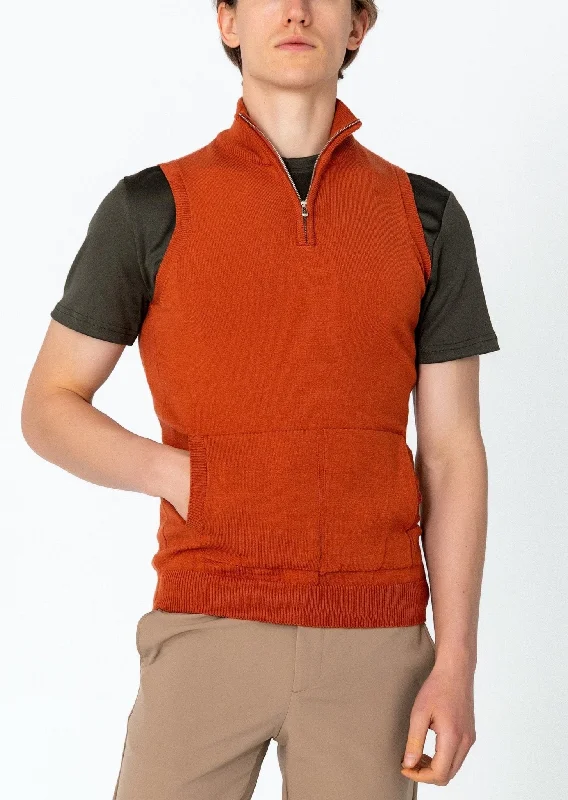 Men's Shirts with Moisture-Wicking FabricZippered Collar Sweater Vest - Tile