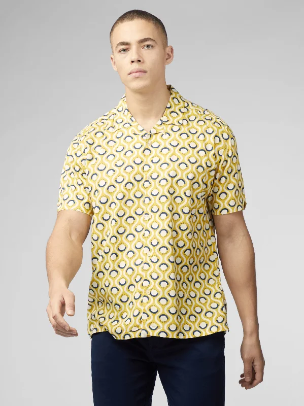 Men's Collared Shirts for Formal OccasionsSignature Retro Geo Print Shirt - Sunflower