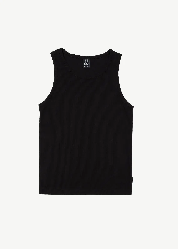 Men's Shirts with Full PlacketsAFENDS Mens Paramount - Ribbed Singlet - Black