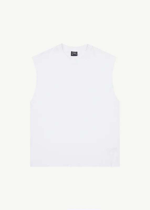 Men's Shirts with Striped PatternsAFENDS Mens Vacation - Sleeveless Tee - White