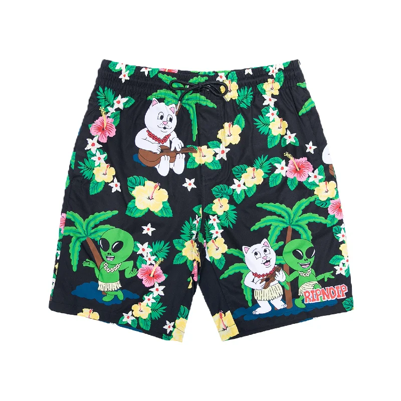 Men's High-Waisted Pants for a Retro StyleAloha Nerm Swim Shorts (Black)